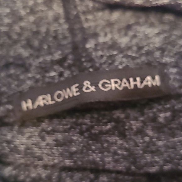 HARLOWE & GRAHAM Size XS  Dark Gray Space Dye Hoodie Rayon Knit Sweatshirt - Picture 4 of 9